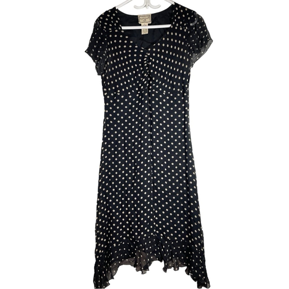Vintage April Cornell Polka Dots High Low Midi Dress size S